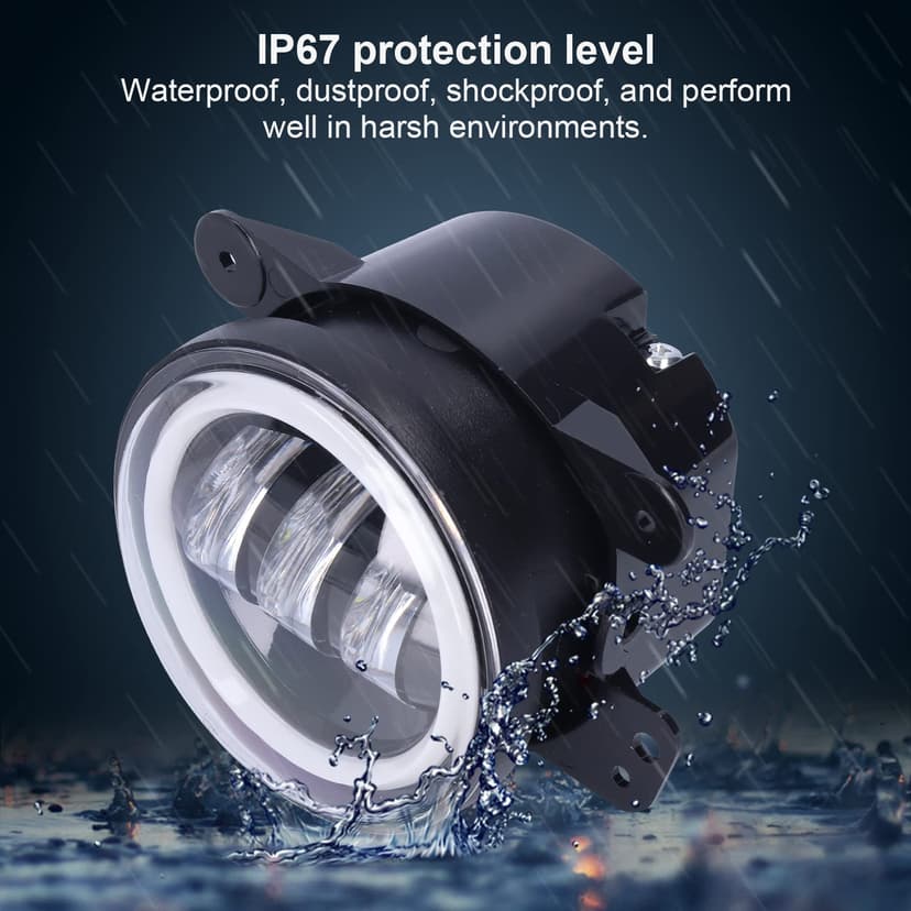 Yuecoom 10‑30V Waterproof Angel Eyes Light, 30W 3000LM Car LED Front Foglight, Daytime Running Light for Truck Van Trailer Universal - 2