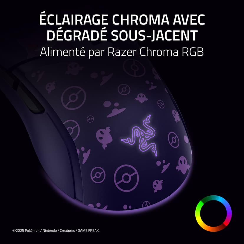 Razer Cobra Gengar Edition - Souris Gaming Filaire légère - Capteur 8500 DPI - 58 g - Commutateurs optiques de 3e génération - Éclairage Chroma - Câble Speedflex - PC/Mac | Pokémon Gengar - 5