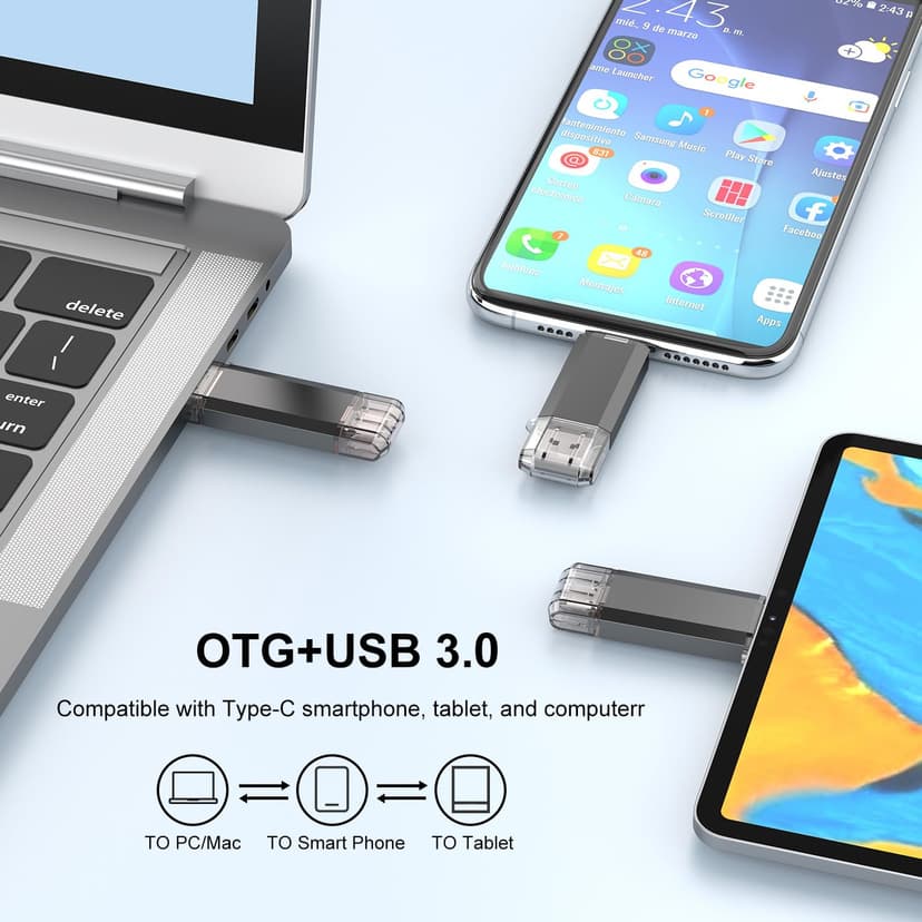 RAOYI 128GB USB C Flash Drive USB C and A Dual USB 3.0 Stick USB Type-C Memory Stick Thumb Drive for Smartphones, Tablets, Macs and Computers, Black - 6