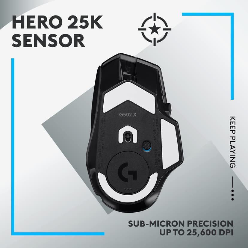Logitech G G502 X LIGHTSPEED Wireless Gaming Mouse - Optical mouse with LIGHTFORCE hybrid optical-mechanical switches, HERO 25K gaming sensor, compatible with PC - macOS/Windows - Black - 4