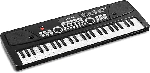 MAX KD49 Electric Keyboard for Kids, 49-Key Childrens Music Piano with Microphone, Portable Beginners Instrument, Built-In Speakers and 6-Month Online Lessons