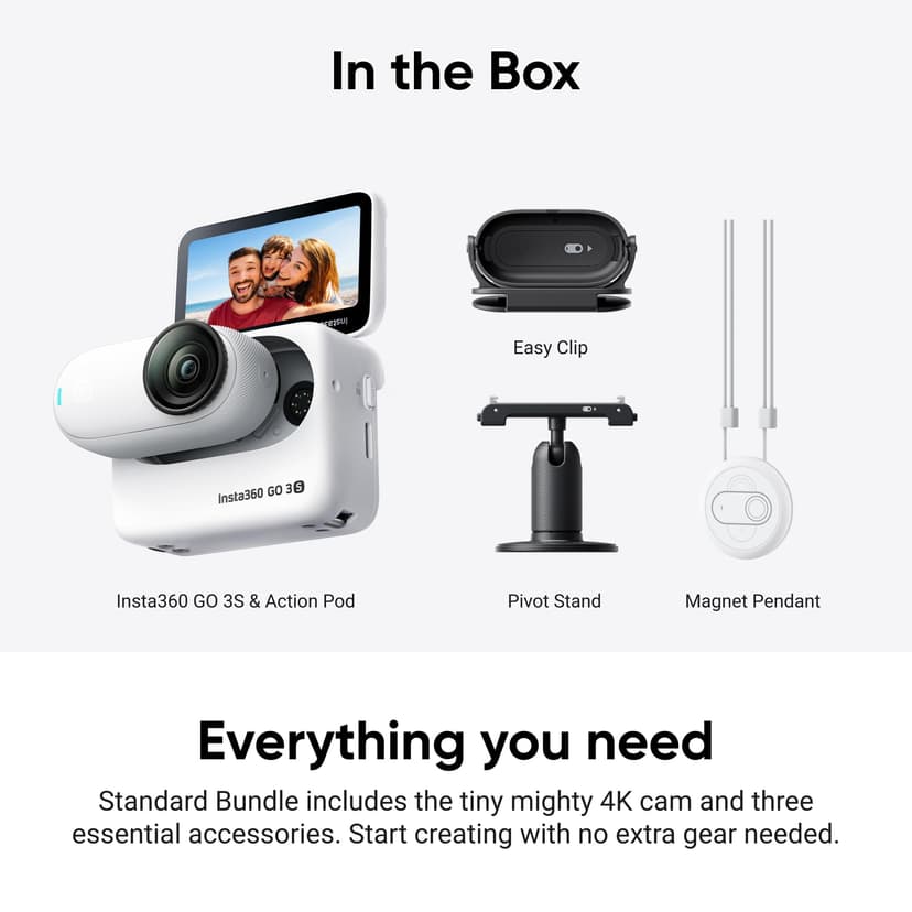 Insta360 GO 3S - 128 GB White 4K Tiny Portable Vlogging Camera, Hands-Free POVs, Mount Anywhere, Stabilization, 140 Min Battery Life, 10m Waterproof, Pet POV - 8
