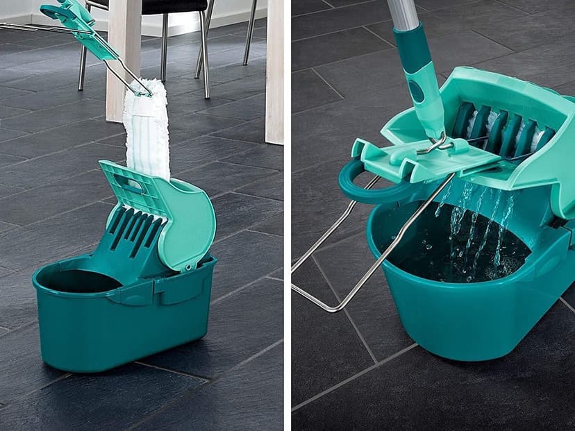 Leifheit Profi Compact Wringer Set, XL 42cm Flat Mop Head, 3-part Handle, Easy Wringing System, Turquoise - 4