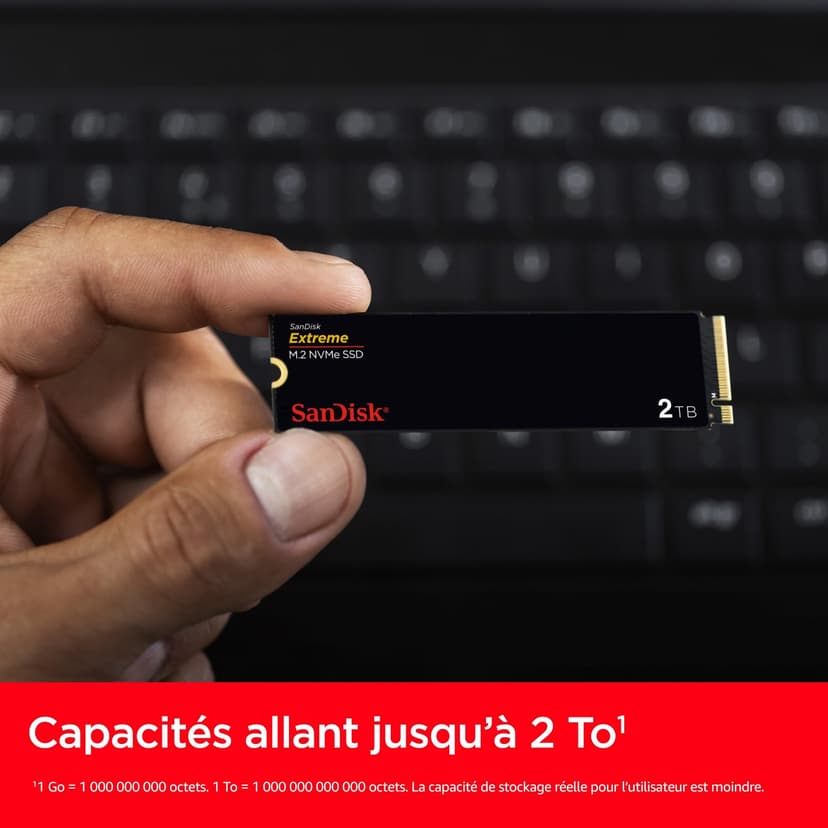 SanDisk Extreme 1 To, M.2 2280, PCIe Gen 4 NVMe, avec une vitesse de lecture allant jusqu'à 5150 MB/s - 5