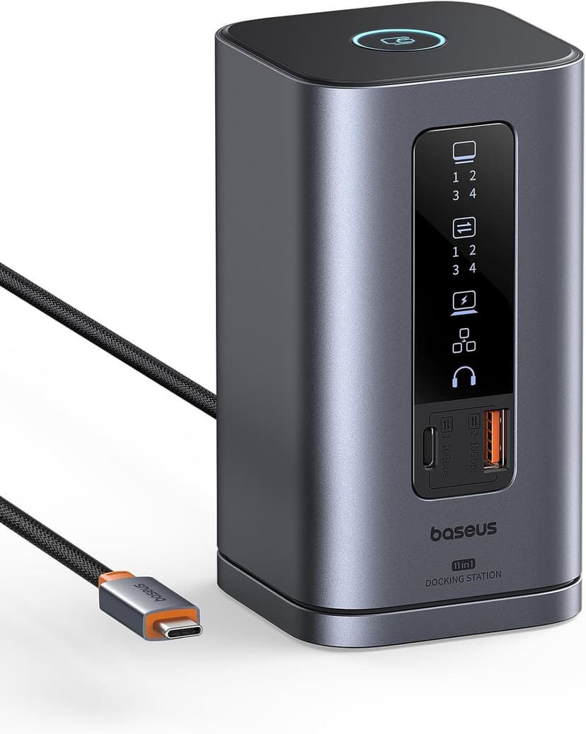 Baseus Docking Station Spacemate Series 11-in-1 Docking Station 3 Monitors with 2 x HDMI 1 x DP 4K @ 60Hz, 3 x USB-A/C 10 Gbps, 1 Gbps Ethernet, 100 W PD, Compatible with Laptop - 1