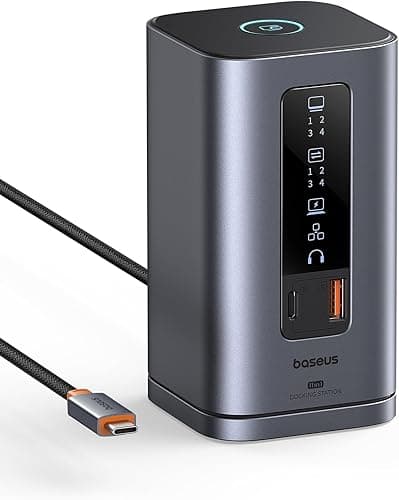 Baseus Docking Station Spacemate Series 11-in-1 Docking Station 3 Monitors with 2 x HDMI 1 x DP 4K @ 60Hz, 3 x USB-A/C 10 Gbps, 1 Gbps Ethernet, 100 W PD, Compatible with Laptop