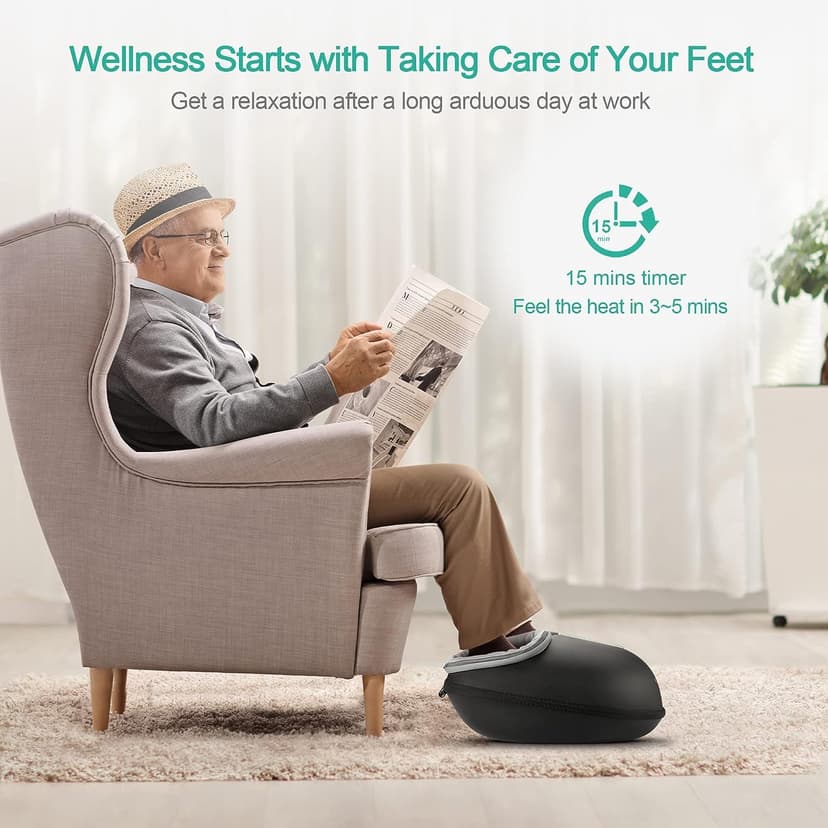 Medcursor Foot Massager Machine with Heat Function, Deep Kneading Massager, Multi-Level Settings & Adjustable Intensity for Home or Office Use (Black) - 4