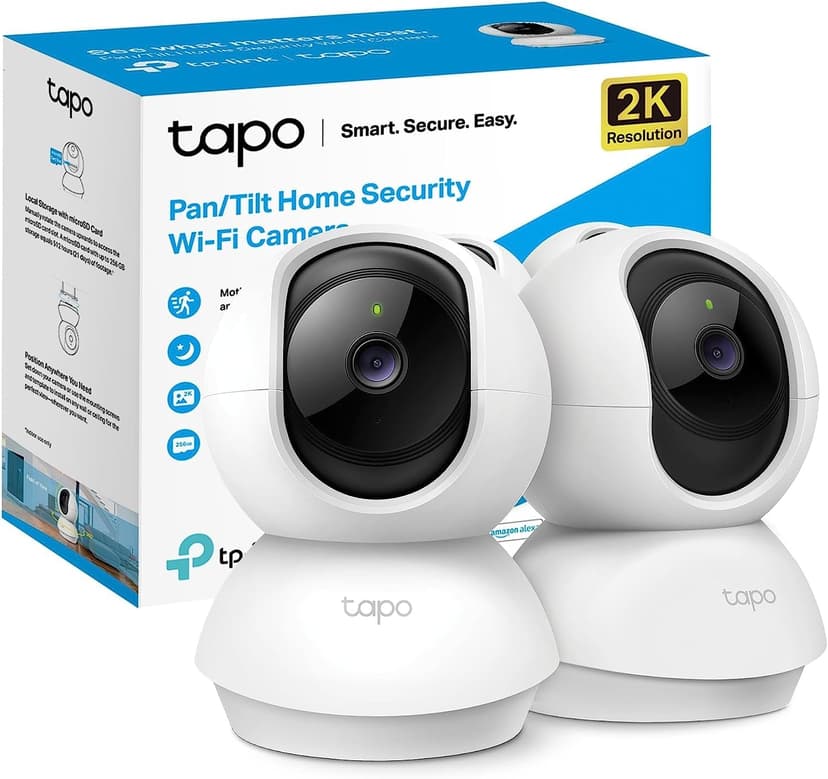 Tapo C210 2 Pack Indoor WiFi Surveillance Camera 2K (3MP) for Baby/Pets - 2-Way Audio, Compatible with Alexa and Google Assistant - 1