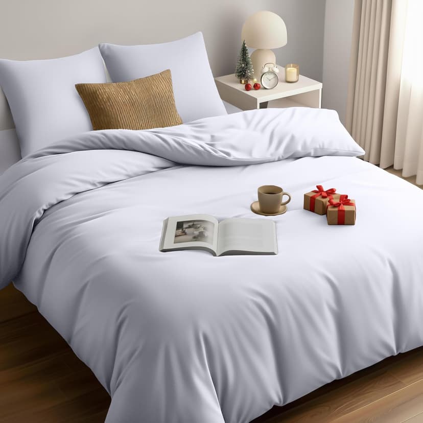 Utopia Bedding Bedding Set 155x220 - Microfiber Duvet Cover 155x220 cm + 2 Pillowcases 80x80 cm - White - 1