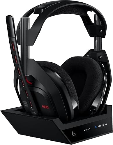 Logitech G Astro A50 LIGHTSPEED Wireless Gaming Headset + Base (Gen 5), PRO-G GRAPHENE, 3-System Switching, USB-C to Xbox, PS5, PC/Mac, Nintendo Switch, Switch 2, Bluetooth - Black