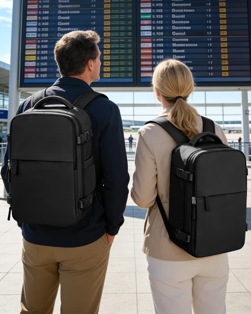 BJLFS Sac à dos sous vide avec pompe Ryanair Wizzair 40x30x20 Femme Sac Cabine Avion 40x30x20 sous vide Bagage Cabine 45x36x20 Easyjet Bagage à Main Sac pour Ordinateur Portable 14 Pouces Homme Noir - 2