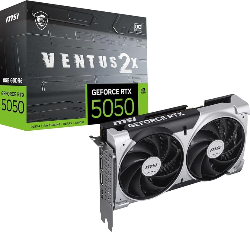 MSI GeForce RTX 5050 8G VENTUS 2X OC Graphics Card - RTX 5050 GPU, 8GB GDDR6 (20Gbps/128-bit), PCIe 5.0 - DUAL-Fan Thermal Design (2 x TORX FAN 5.0) - HDMI 2.1b, DisplayPort 2.1b - 1