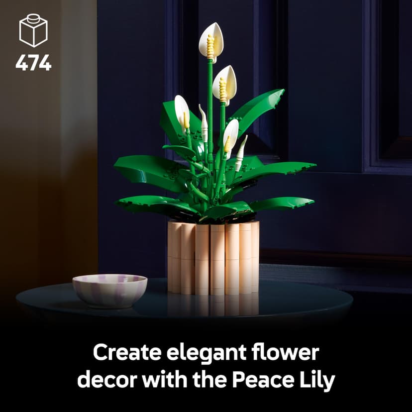 LEGO Botanicals Peace Lily - Artificial Potted Plants Set for Adults - incl. Faux White Flowers & Buds for Living Room or Bedroom Decor - DIY Gift Idea for Women - 11504 - 2