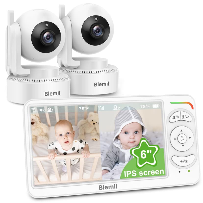 Blemil Babyphone vidéo avec 2 caméras et audio, 6 IPS gra… - 1