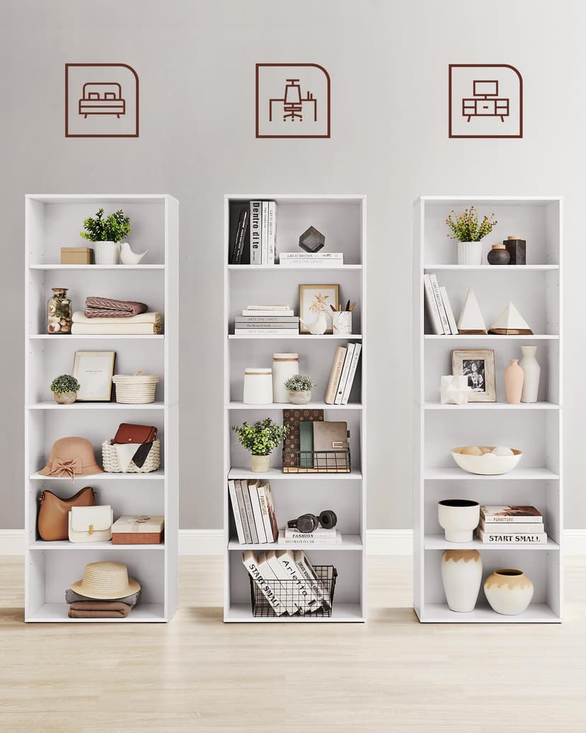 VASAGLE Bookcase, 6-Tier Bookshelf, Open Storage Shelf, Shelving Unit, 24 x 60 x 178.5 cm, for Living Room, Home Office, Dinning Room, Cloud White LBC169T14 - 7