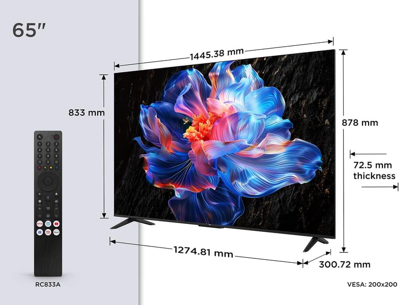 TCL 65V6C 65 Pouces Direct LED Smart TV 4K HDR Powered by Google (Dolby Audio, Motion Clarity, Compatible avec Google Assistant & Alexa, 2025 New Model) - 2