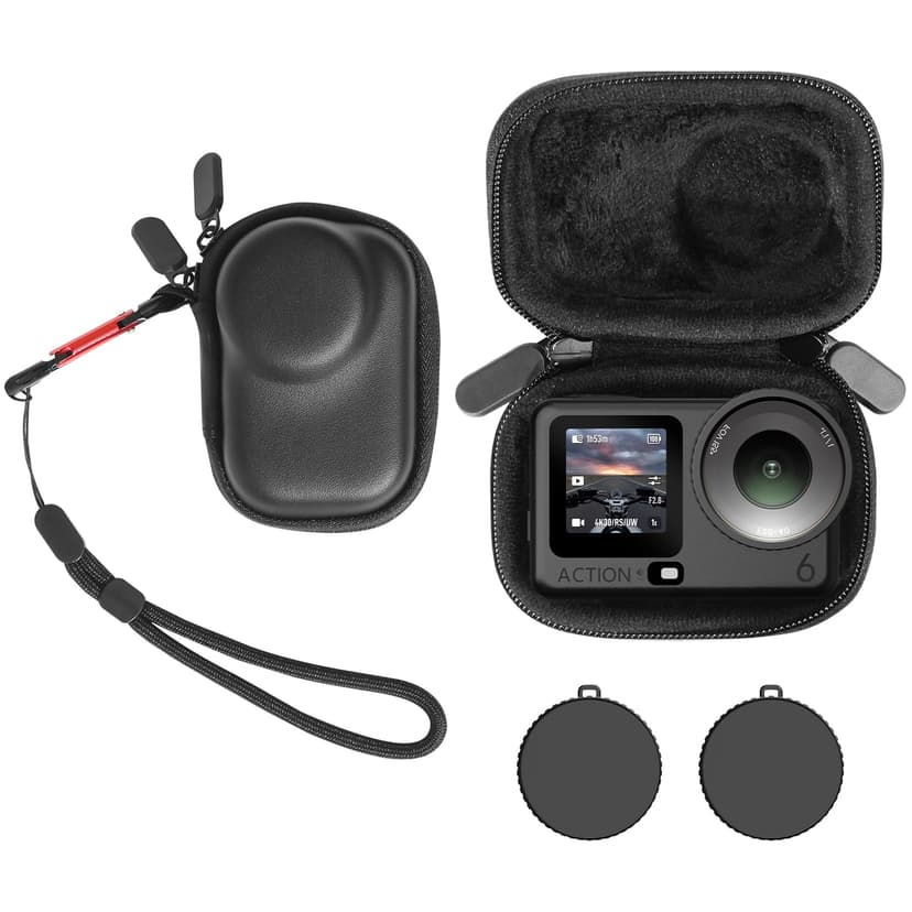 AMAZEAR Étui de Transport pour Accessoires DJI Osmo Action 6, Action6 Portable et Compact, étui de Voyage en Cuir Rigide avec intérieur Doux pour la Protection, l'organisation et Le Rangement, Noir - 1