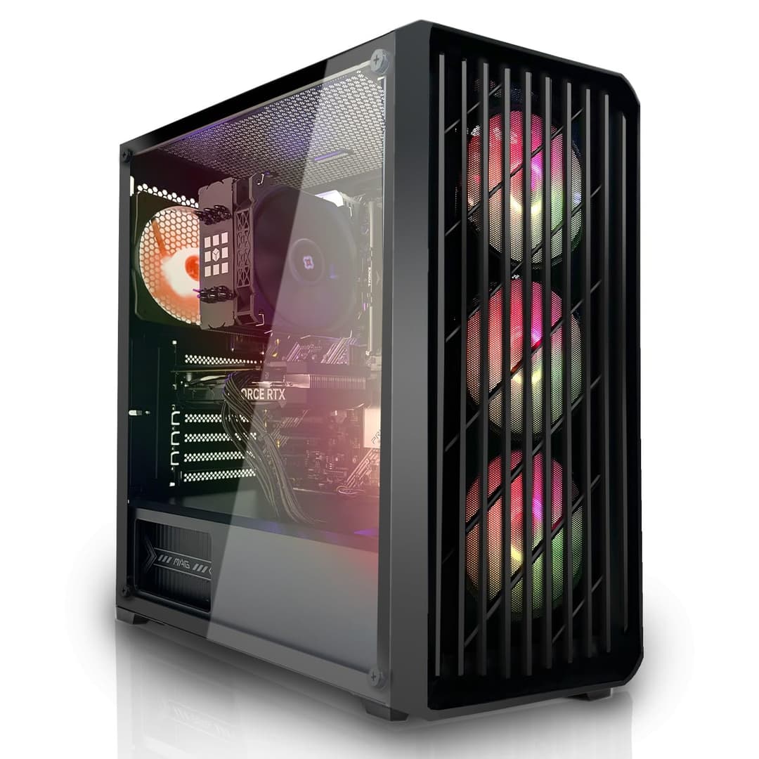 SYSTEMTREFF PC Gamer AMD Ryzen 7 5700X 8x4.6GHz | Nvidia RTX 5060 8Go DX12 | 1To M.2 NVMe | 32Go DDR4 RAM | Windows 11 | Ordinateur de Bureau WLAN pour Les Joueurs, Les Gamers & Streamer