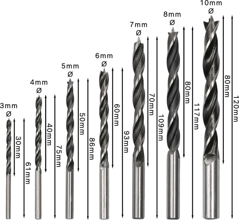 Bosch 7 x PRO Wood Twist Drill Bit Set (for Softwood, Hardwood, Diameter 3.0, 4.0, 5.0, 6.0, 7.0, 8.0, 10.0 mm, Professional Accessories Drill/Screwdriver) - 3