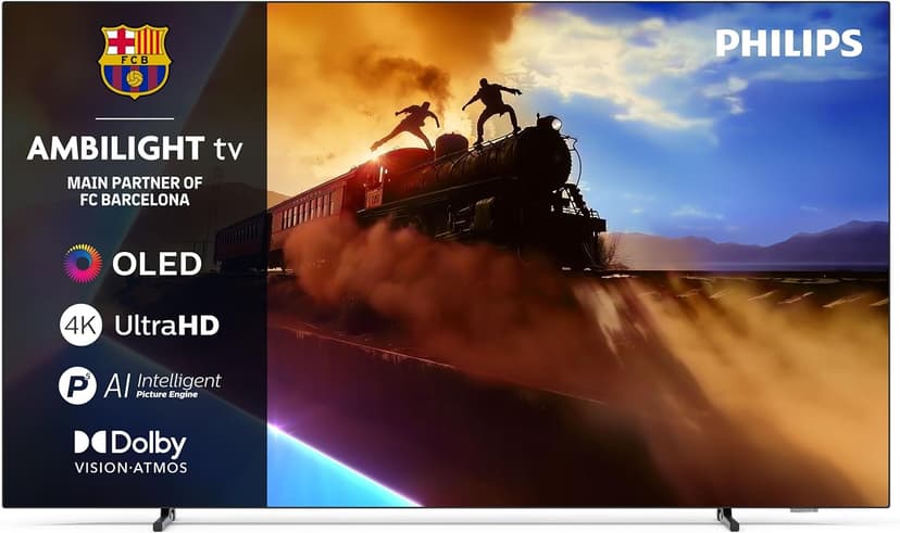 Philips Ambilight 55OLED760 4K OLED Smart TV - Écran 55 Pouces avec P5 AI Perfect Picture Engine Ultra HD, Titan OS, Dolby Vision et Atmos Sound - Compatible Alexa et Assistant Vocal Google - 1