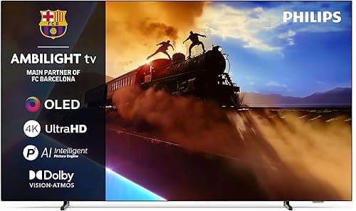 Philips Ambilight 55OLED760 4K OLED Smart TV - Écran 55 Pouces avec P5 AI Perfect Picture Engine Ultra HD, Titan OS, Dolby Vision et Atmos Sound - Compatible Alexa et Assistant Vocal Google
