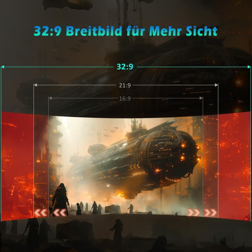 TITAN ARMY 49 Inch Curved Gaming Screen 144Hz, DFHD 3840 x 1080, Ultrawide 1800R VA Gaming Screen, 32:9, HDR400, G-Sync & FreeSync, 99% sRGB, USB Type-C 65W, Height Adjustable, HDMI, DP, C49SHC - 3