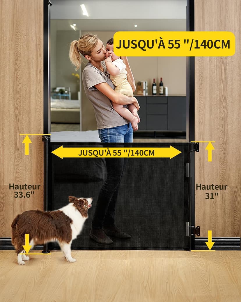 Patywaga Stair Safety Gate, Extendable 0-140 cm, Children's and Animal Safety Gate for Stairs/Doors, Door Safety Gate, Stair Safety Blind with Scissor Mechanism, Children and Dog Safety, Indoor - 2