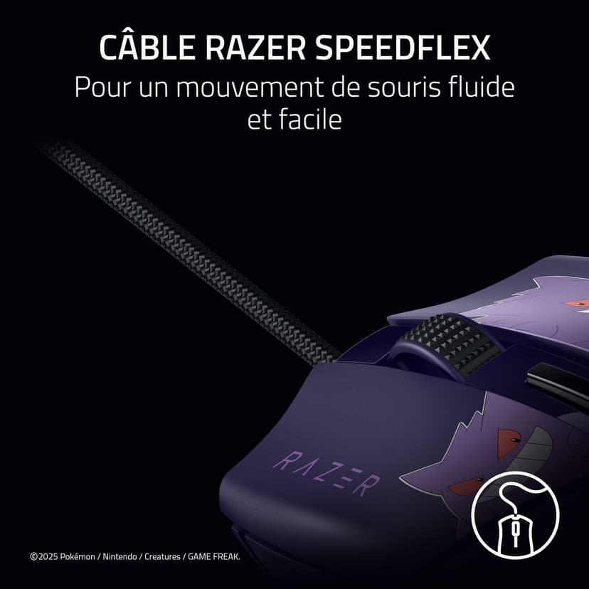 Razer Cobra Gengar Edition - Souris Gaming Filaire légère - Capteur 8500 DPI - 58 g - Commutateurs optiques de 3e génération - Éclairage Chroma - Câble Speedflex - PC/Mac | Pokémon Gengar - 7