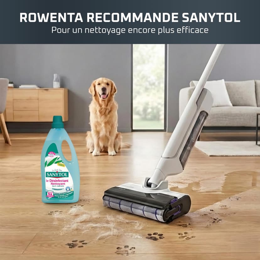 Rowenta X-Clean 10, Aspirateur Laveur sans Fil, Inclinable 180°, Auto-Nettoyage et séchage 65°C, 60min, pour tâches tenaces, Poils d’Animaux YY5785FE, Blanc - 6