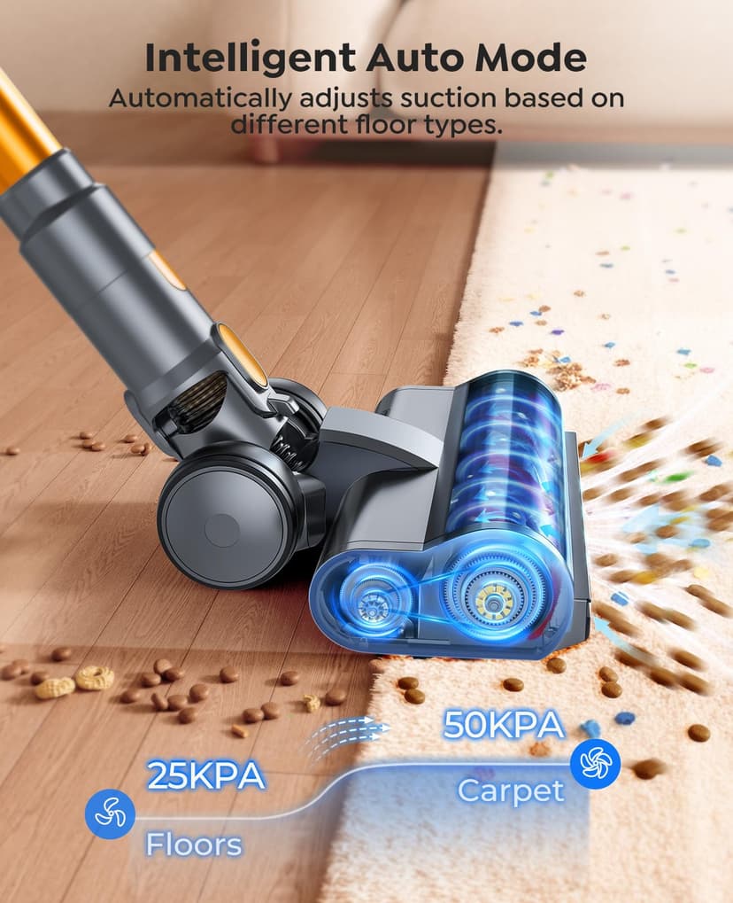 SMOTURE Cordless Vacuum Cleaner,50Kpa/600W Powerful Stick Vacuum with Self-Standing Design &1m Flexible Hose, 65Mins(eco) Runtime Anti-Hair Wrap Cordleme Carpet Hard Floor Car Pet Hair - 7