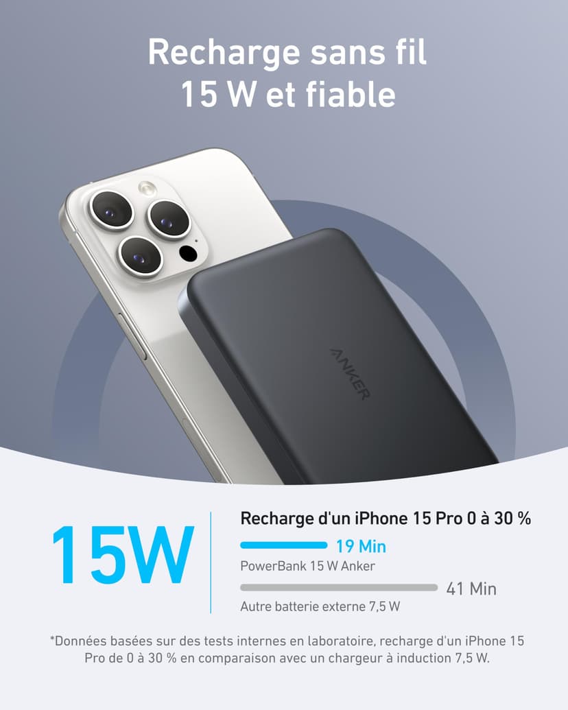 Anker MagGo Batterie Externe Magsafe Certifiée Qi2 15W Magnétique Ultra-Fine 10000 mAh, Chargeur Compatible MagSafe Ultra Rapide, Design Ergonomique, Uniquement pour iPhone 17 Pro Max 16/15/14 - 3