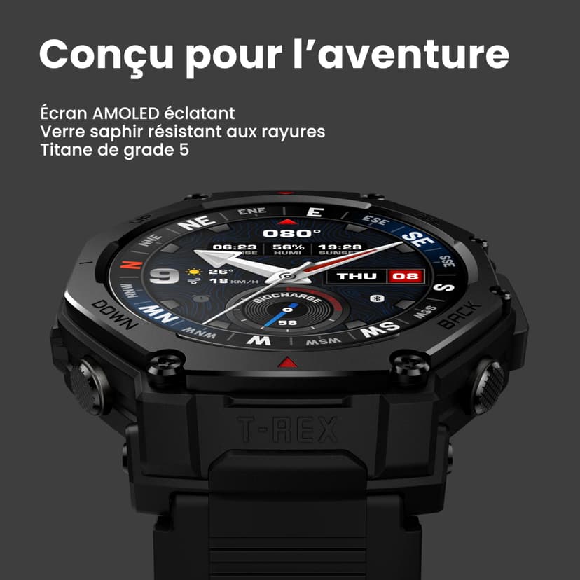 Amazfit T-Rex 3 Pro Outdoor Smart Watch 48mm Sapphire AMOLED Display, Ti Bezel, Dual Band GPS, Offline Maps, 25 Days Battery, Built-in Flashlight, 10 ATM, 180+ Sports Mode for Android & iPhone - 3