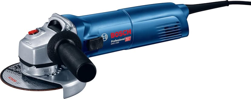 Bosch Professional GWS 1400 angle grinder (1400 W motor, 125 mm disc diameter, backing flange, protective guard, locking nut, two-hole spanner, in carton) - 1