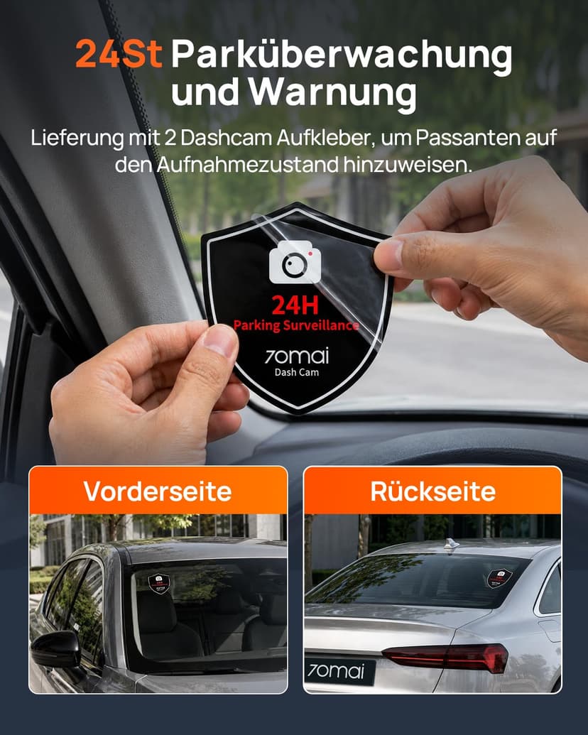 70mai A800SE Dash Cam Car Front Rear 4K UHD+1080P with GPS WiFi, Dual Car Camera with 128GB SD Card, F1.55 Aperture HDR, Night Vision, ADAS, 3 "IPS, 24/7 Parking Monitoring, Supports 512 GB Max - 9