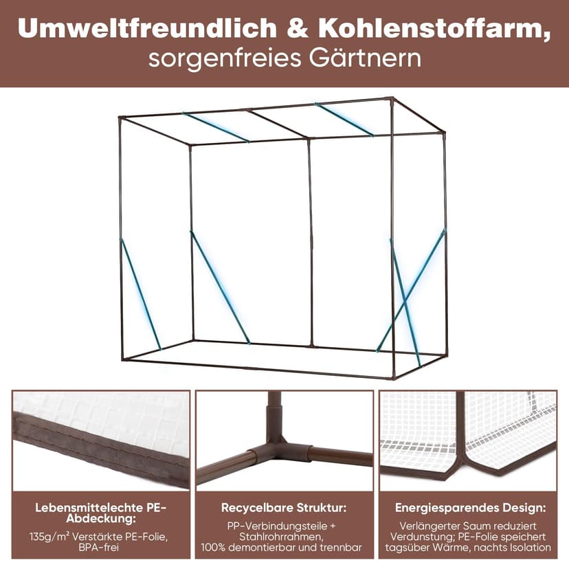 Sekey Greenhouse XL 200 x 77 x 146 / 170 cm / Foil Tomato Greenhouse / Walk-in Greenhouse Grow House / Plant House / Garden greenhouse / Plastic Greenhouse / Cold frame / Garden Grow House durable - 6