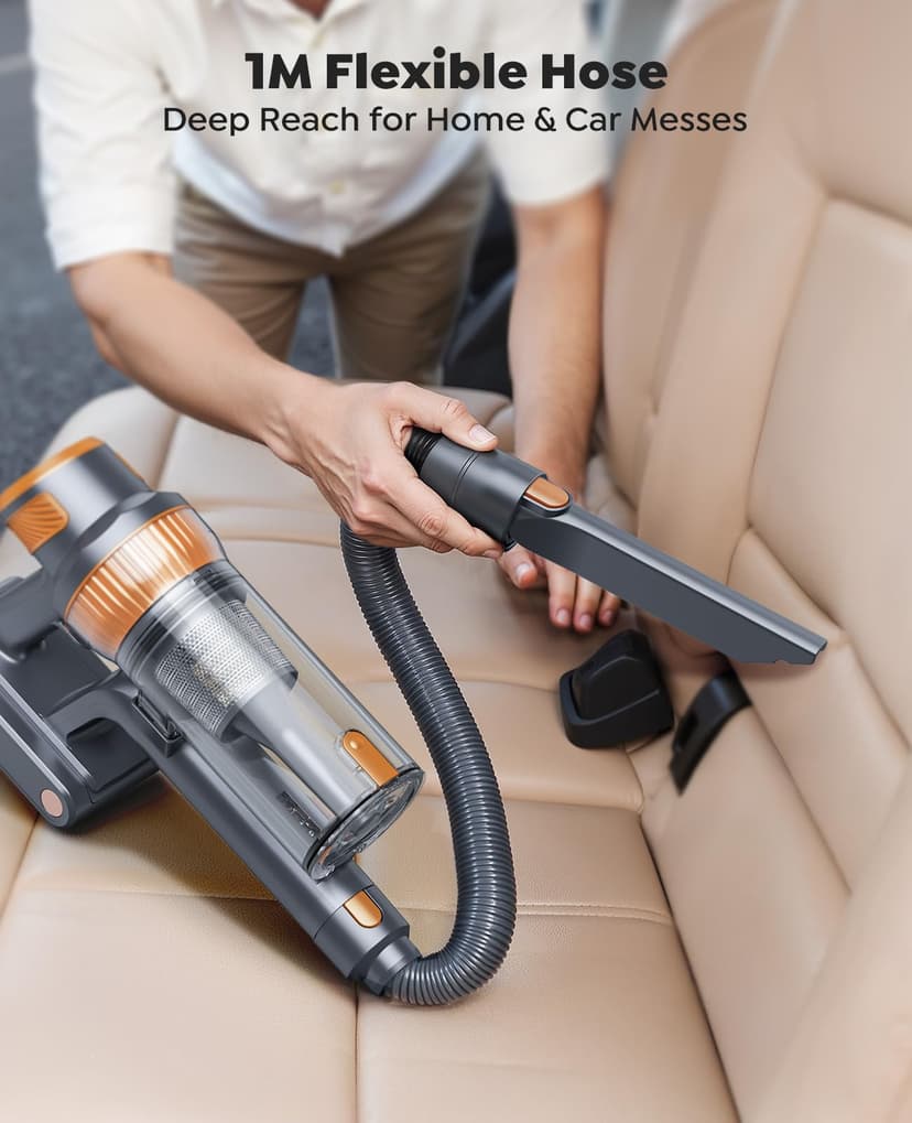 SMOTURE Cordless Vacuum Cleaner,50Kpa/600W Powerful Stick Vacuum with Self-Standing Design &1m Flexible Hose, 65Mins(eco) Runtime Anti-Hair Wrap Cordleme Carpet Hard Floor Car Pet Hair - 4