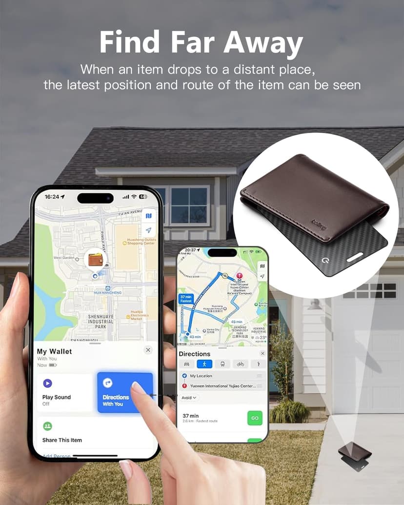 Smart Air Tracker Card Tag, Rechargeable Wallet Tracking Card Compatible with Apple Where Is (iOS Only), Slim Wallet Locator 1.7 mm for Bag, Luggage, Passport - 5