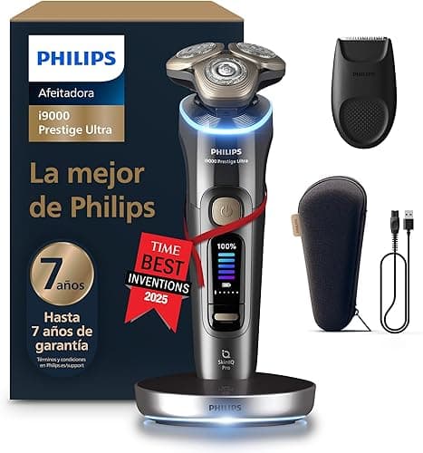 Philips Rasoir i9000 Prestige Ultra, Rasoir électrique sec et humide, technologie Skin IQ Pro, système Triple Lift & Cut, lames de précision NanoTech rotatives à 360°, 5 modes de rasage, XP9402/11