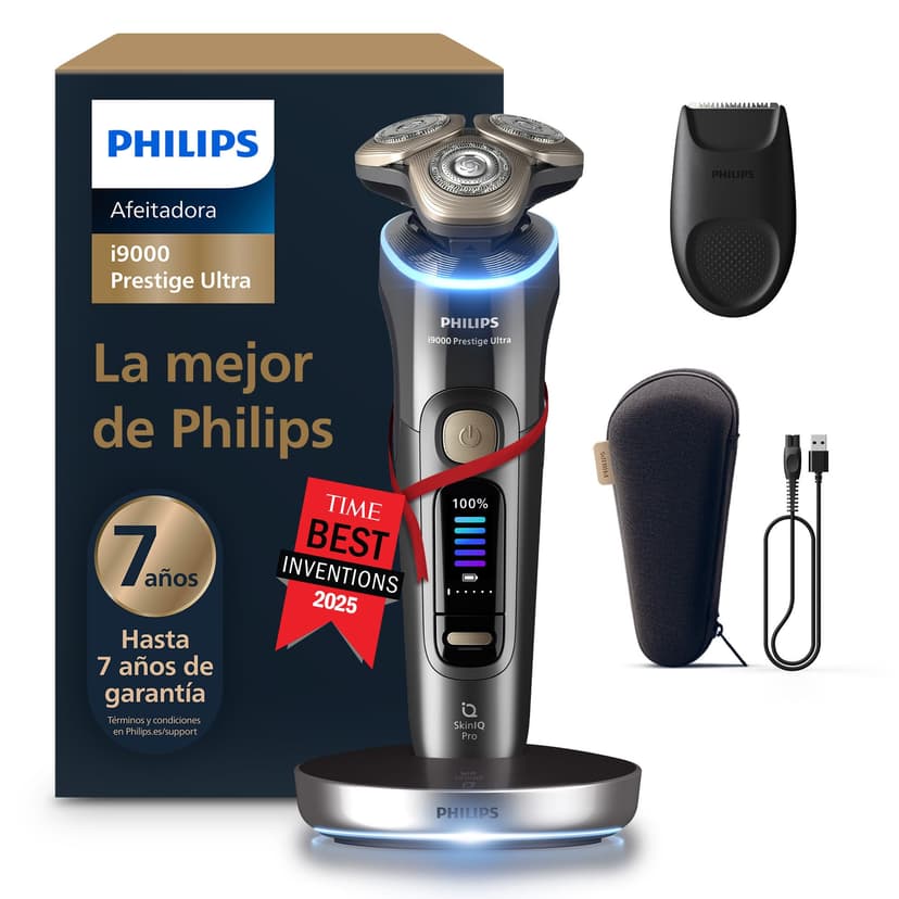 Philips Rasoir i9000 Prestige Ultra, Rasoir électrique sec et humide, technologie Skin IQ Pro, système Triple Lift & Cut, lames de précision NanoTech rotatives à 360°, 5 modes de rasage, XP9402/11 - 1