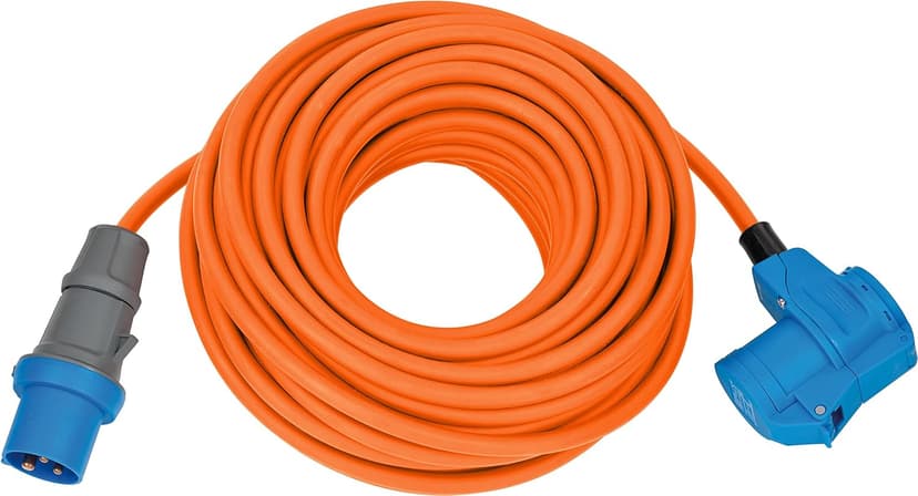 Brennenstuhl CEE Camping Extension Cable with CEE Plug and Angled Connector with Protective Contact Socket (25 m Cable in Orange, 230 V/16 A, Outdoor Use, Made in Germany) - 1