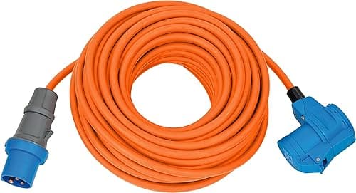Brennenstuhl CEE Camping Extension Cable with CEE Plug and Angled Connector with Protective Contact Socket (25 m Cable in Orange, 230 V/16 A, Outdoor Use, Made in Germany)