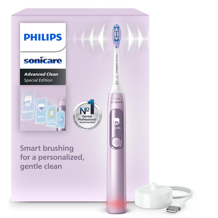 Philips Sonicare AdvancedClean Limited Edition Electric Toothbrush - Smart Screen, Pressure Sensor, Brush Head Replacement, 5 Brushing Modes and SmarTimer, Pink, Model HX3792/12 - 1