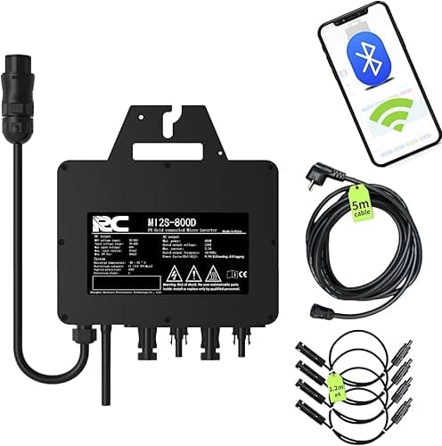 RC Micro Inverter 800W, 26-60V DC Input, Solar Inverter MPPT Microgrid Feed-in Converter with WiFi Monitoring for Mobile Phones, Black