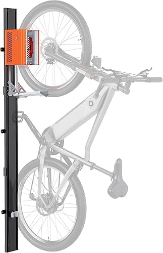 monTEK Automatic Bicycle Lift - Vertical Bicycle Rack for Heavy Bicycles (up to 32 kg) - Easy Assembly, Space Saving Wall Mount for Garage, Shed, Home - For 24-29 Inch Tyres, E-Bikes