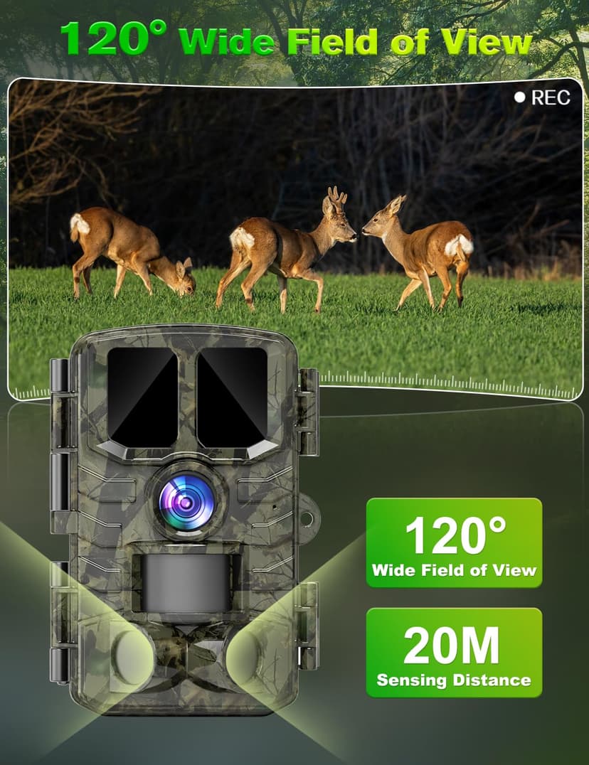Hunting Camera, 60MP 4K HD Infrared Night Hunting Camera with 850nm IR LED, 120° Wide Angle, Photographic Trap with 32GB Card, for Animal Watching and Security Surveillance - 3
