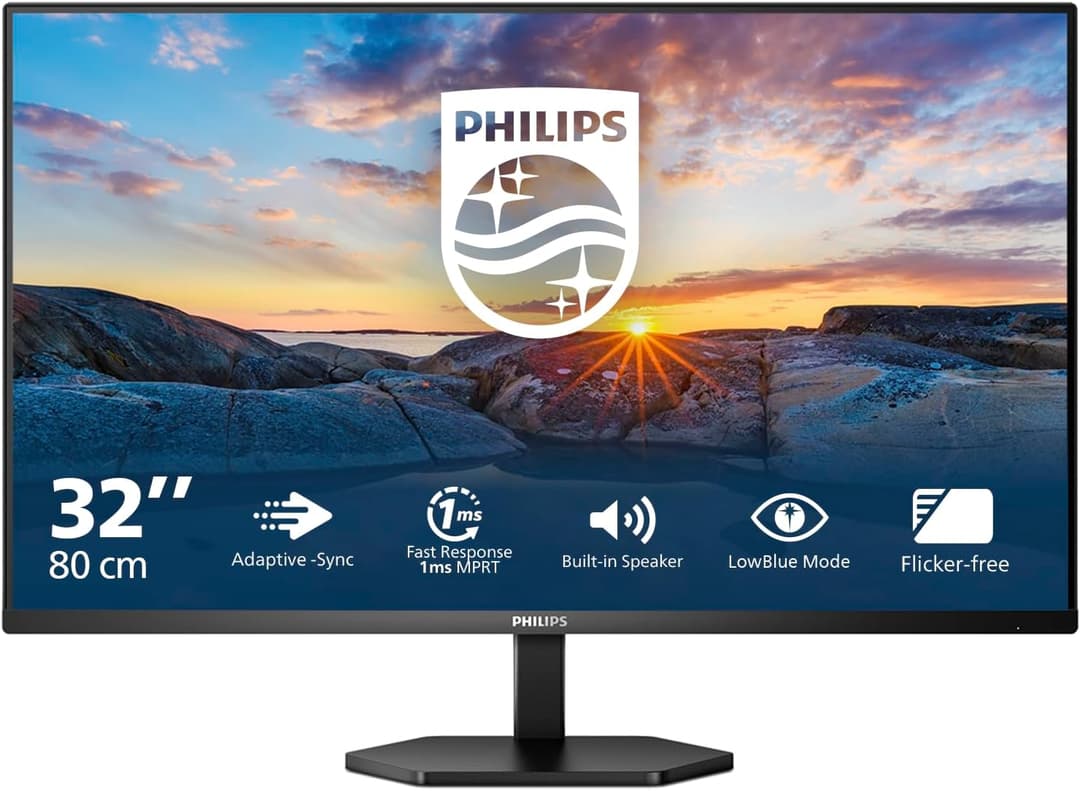 Philips 32E1N3100LA - 32 inch Full HD Monitor, Speaker, Tilt (1920x1080, VGA, HMDI 1.4) Black