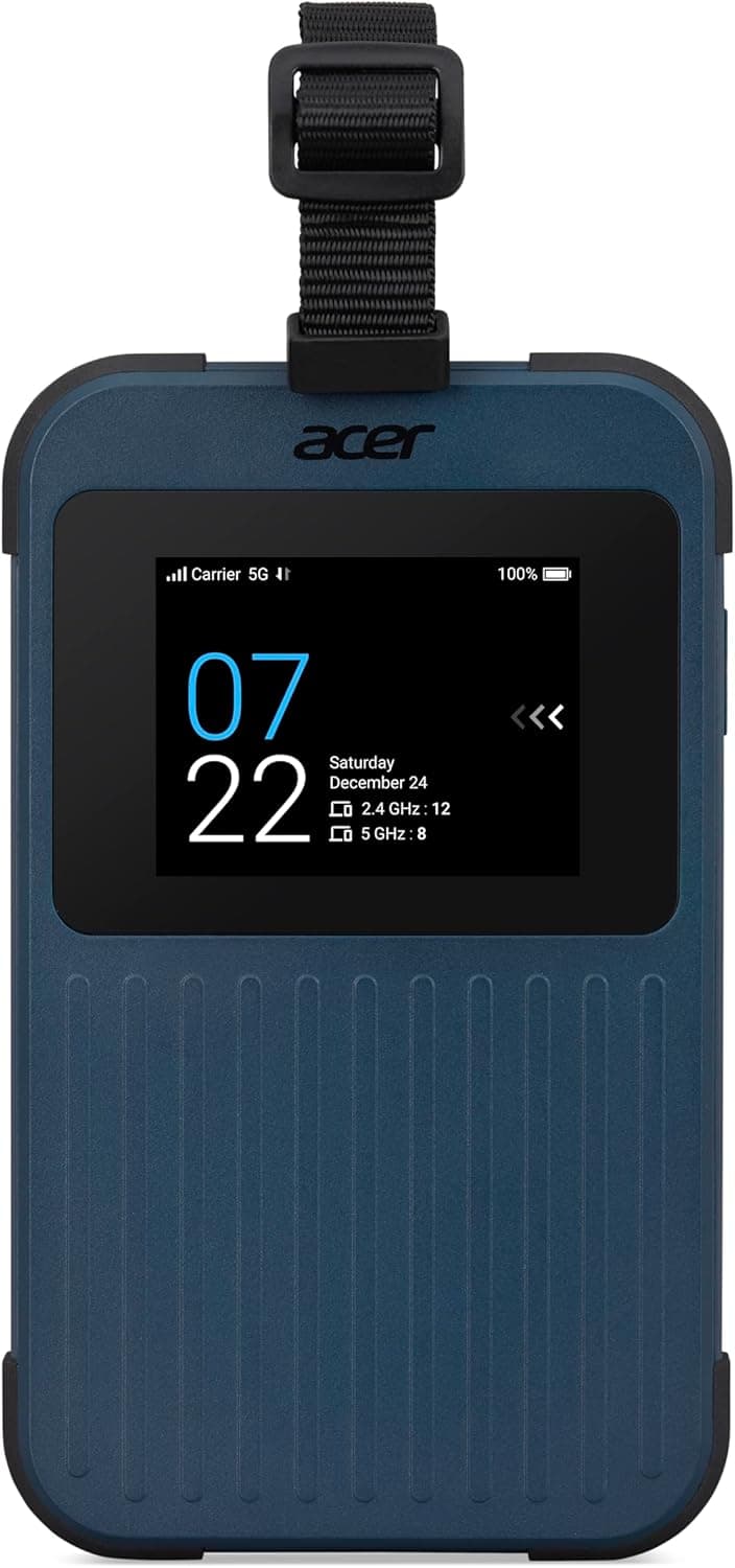 Acer Connect Enduro M3 5G Router/Mobile Hotspot (2.4-inch Touchscreen, Wi-Fi 6, USB-C, MIL-STD-810H & IP54 Certified) - includes 20GB roaming data - 1