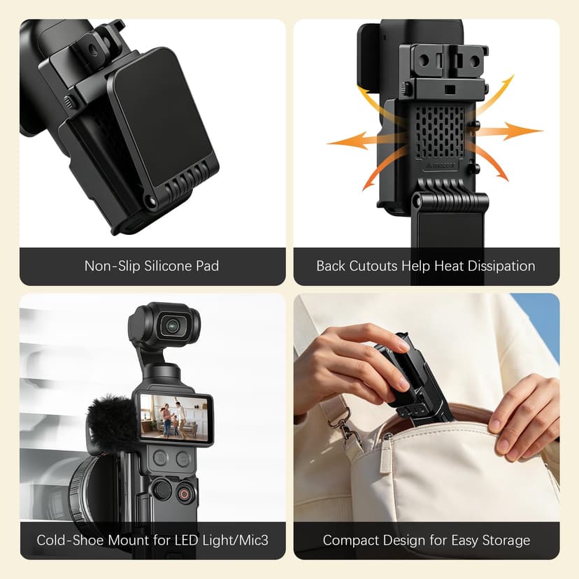 AMAZEAR Support magnétique pour DJI Osmo Pocket 4/3, Accessoire Pocket4/3, Adaptateur d'extension magnétique, Support de boîtier à succion Aimant sur Bureau, Surface Verticale, Ajustable à 180° - 8