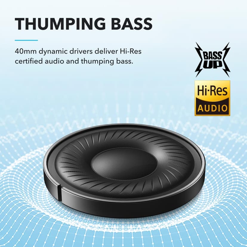 soundcore by Anker Q20i Hybrid Active Noise Cancelling Foldable Headphones, Wireless Over-Ear Bluetooth, 40H Long ANC Playtime, Hi-Res Audio, Big Bass, Customize via an App, Transparency Mode (Black) - 3