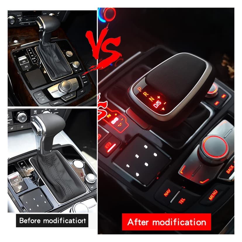 daili store LHD Gear Shift Knob Head Compatible With Audi A6 C6 C7 A4 B8 S6 A7 A5 8t Q5 8r Q7 4L A3 8P S5 S7 LED Gearbox Handle Stick Accessories Rod (Color : With LED light) - 5